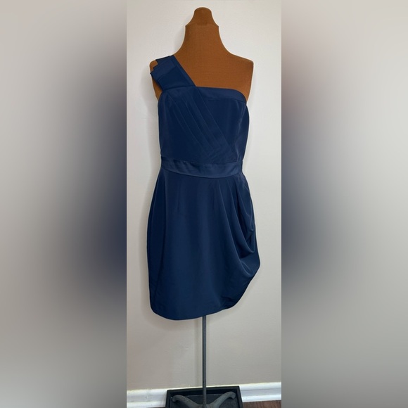 The Limited Navy Blue One Shoulder Knee Length Cocktail Dress Size 8 - Picture 12 of 12